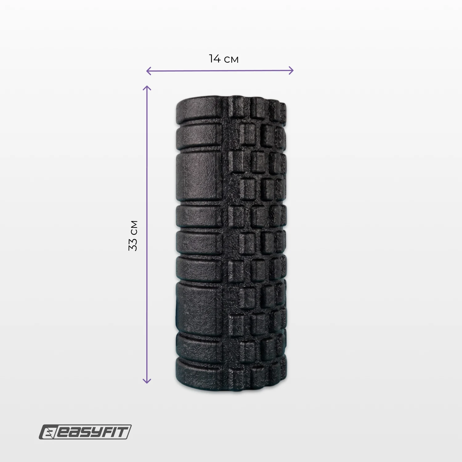 Масажний ролик EasyFit Grid Roller EPP 33 см чорний матовий 14 см