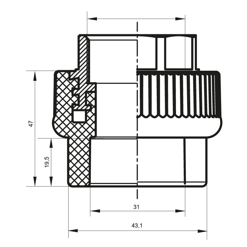 З'єднувальна муфта нарізна 32x1 ВР ППР Koer K0090.PRO
