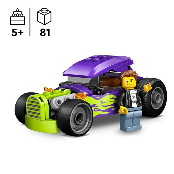 Конструктор LEGO City Хотрод 81 деталь Пластик Фіолетовий з неоновим зеленим