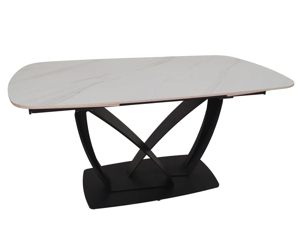 Стіл обідній TYLER CERAMIC розкладний 160(240)x90 см кераміка білий мат/залізо чорне