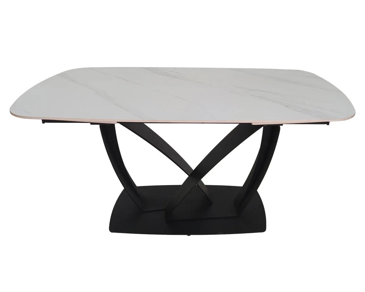 Стіл обідній TYLER CERAMIC розкладний 160(240)x90 см кераміка білий мат/залізо чорне