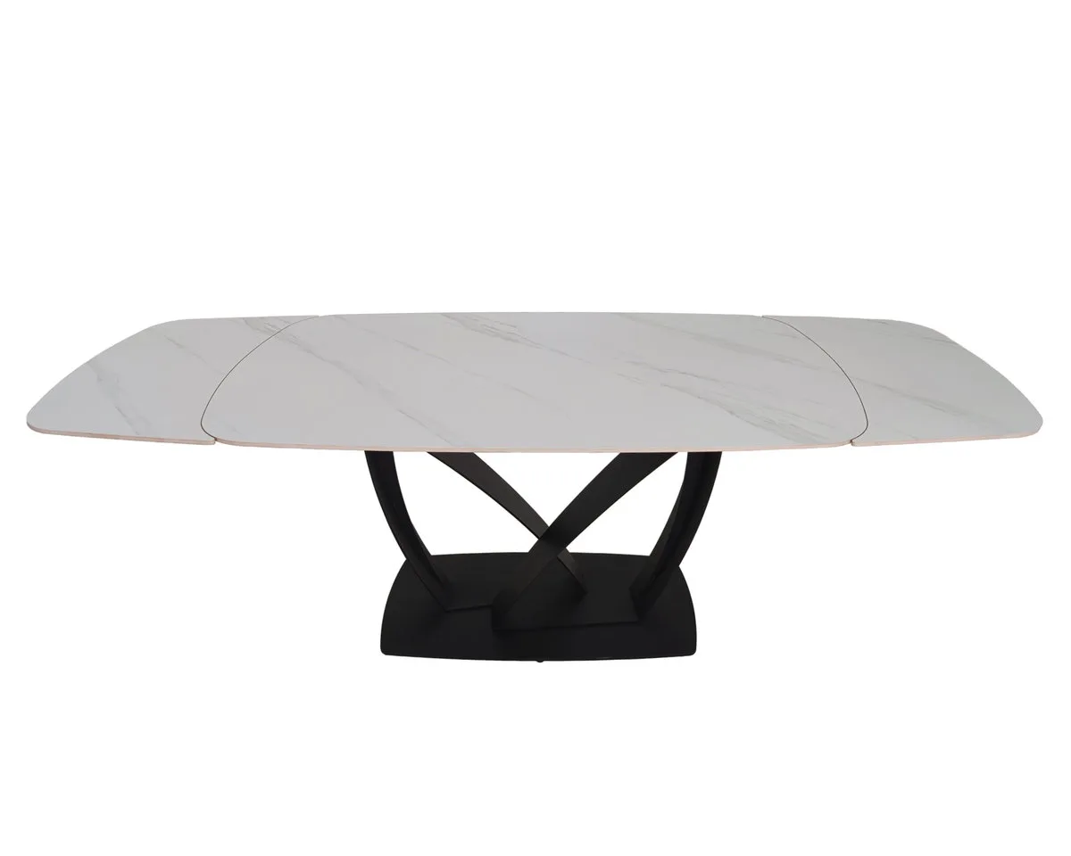 Стіл обідній TYLER CERAMIC розкладний 160(240)x90 см кераміка білий мат/залізо чорне