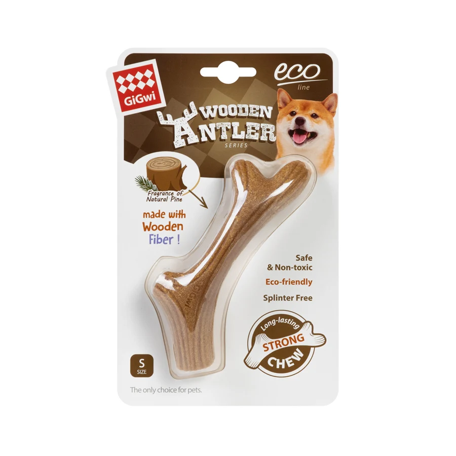 Жувальний ріг для собак GiGwi Wooden Antler натуральне дерево полімер S