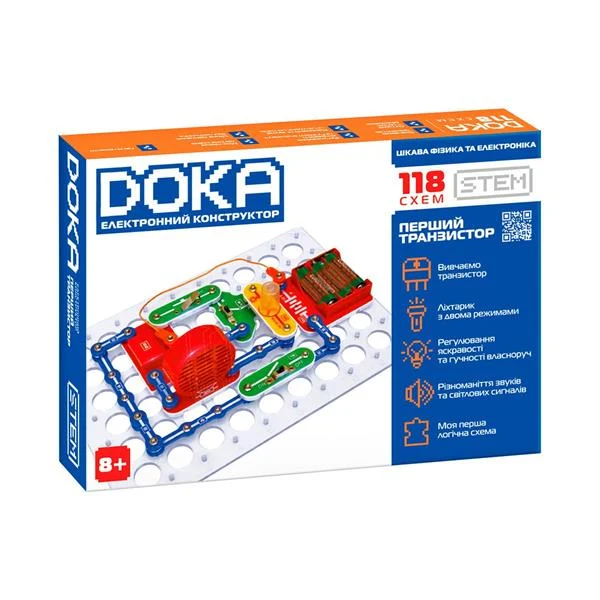 Електронний конструктор Doka Перший транзистор 118 схем пластик різнобарвний