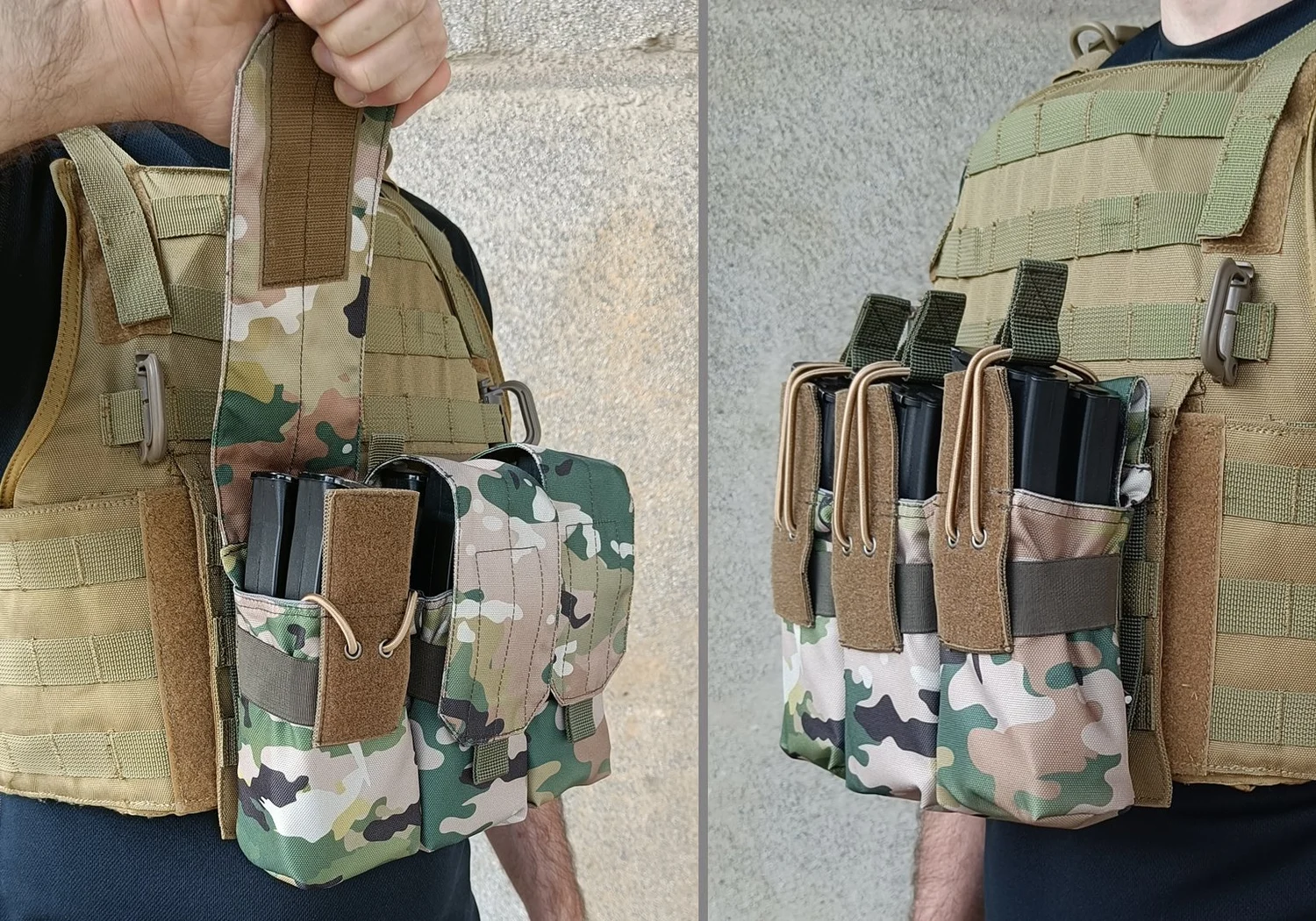Підсумок тройний для 6 магазинів АК/РПК MOLLE Cordura 1050 30х см мультикам