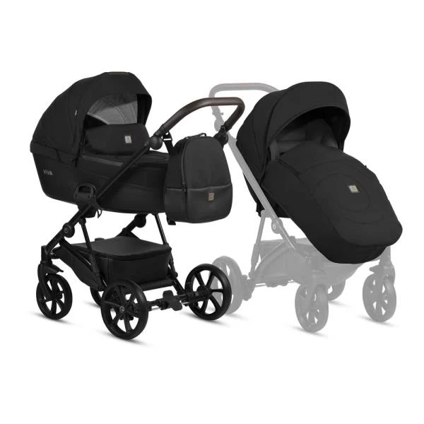 Універсальна коляска 2 в 1 Tutis Viva5 Essential чорна 115х59х120 см поліуретанова