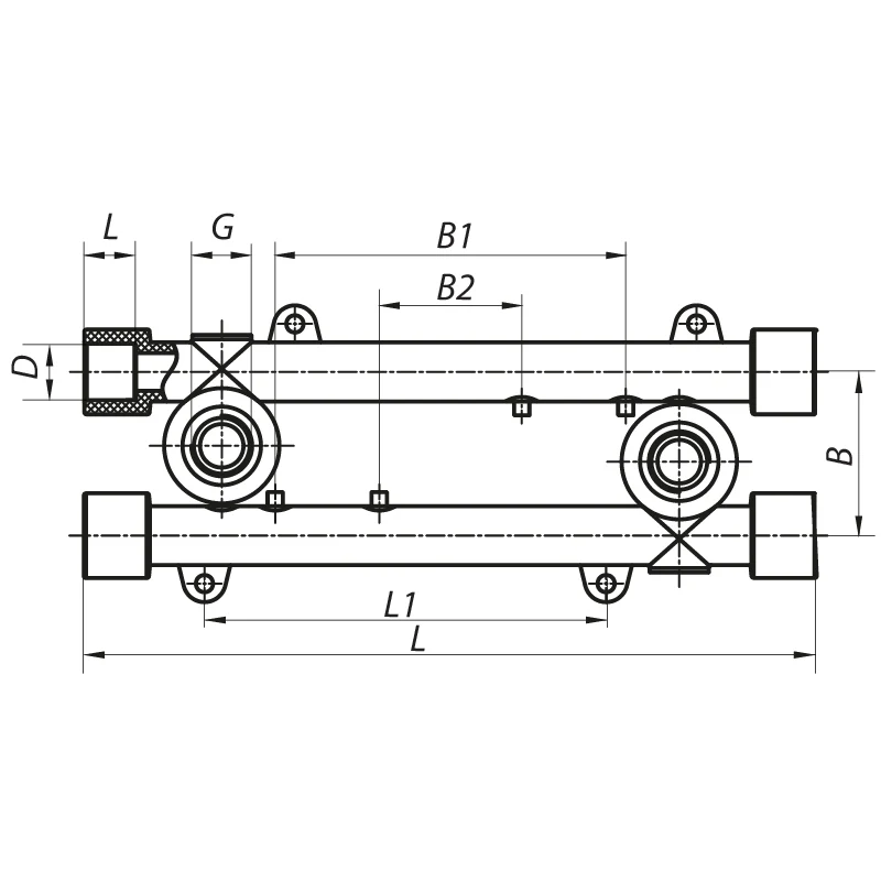 Монтажна планка прохідна 20x1/2" латунь муфта нарізна Koer K0128.PRO