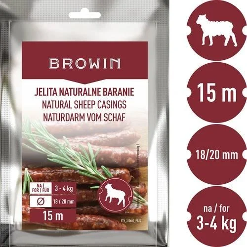 Натуральні оболонки баранячі 18/20 мм 15 м Biowin для ковбасок