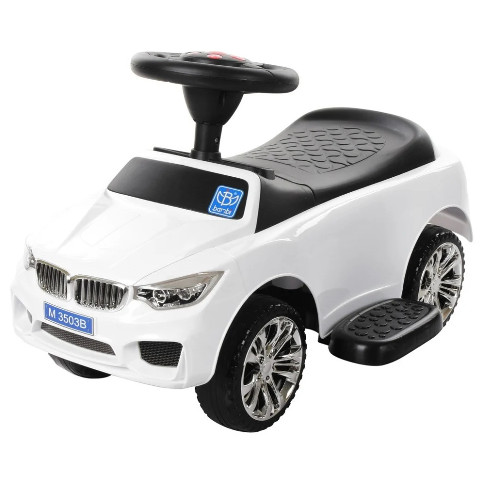 Дитяча каталка-толокар M 3503B-1 з батьківською ручкою 89,5x44x90 см Пластик Білий