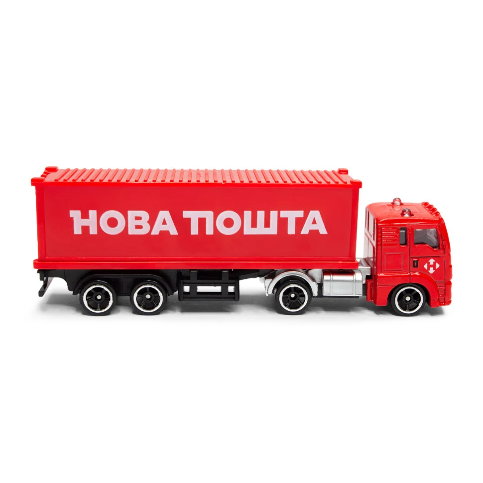 Автомодель фура 1:64 метал, пластик різнобарвний 16х5,5х6 см з відкриваючими дверима