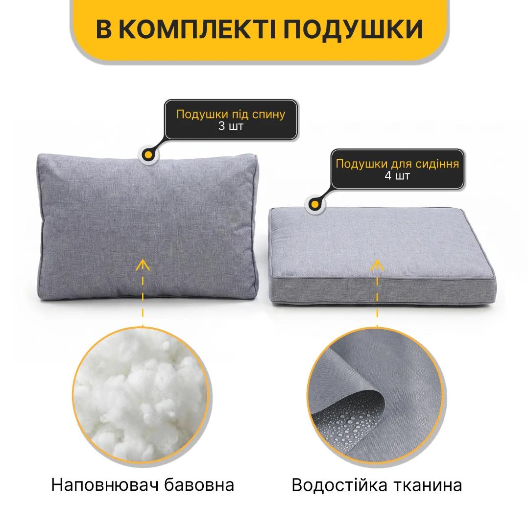 Комплект садової меблі Lounge Set 3-в-1 чорний оцинкована сталь ротанг 196х68х62 см
