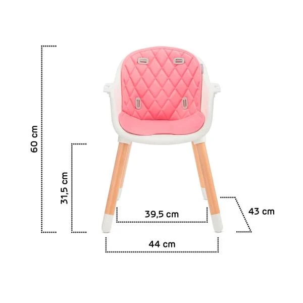 Стільчик для годування Kinderkraft Sienna 5-точковий ремінь безпеки 57х51х83 см рожевий