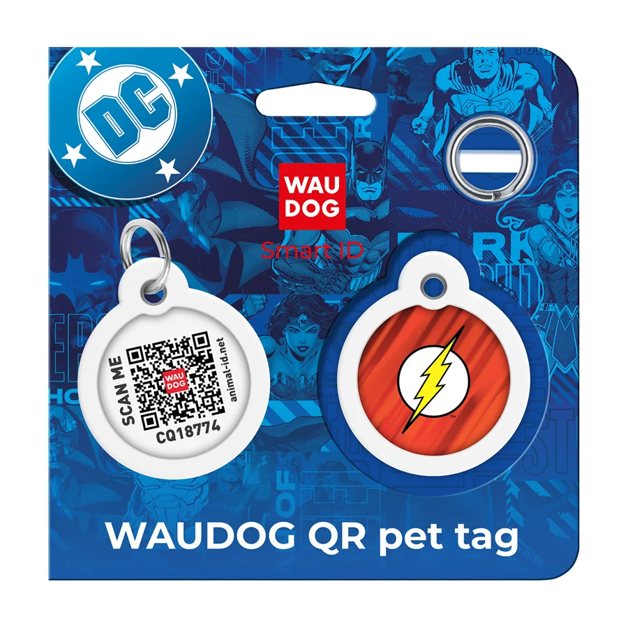 Адресник WAUDOG Smart ID з QR паспортом металевий сталь Д 30 мм коло