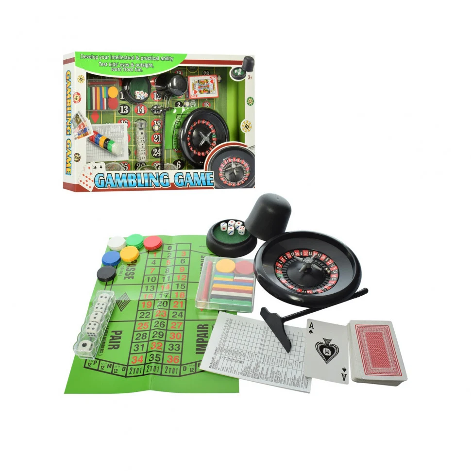 Настольная игра Казино 88130F с фишками, рулеткой, картами, кубиками, 40х40 см