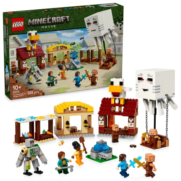 Конструктор LEGO Minecraft Напад на село з повітряною кулею Ґаст 555 деталей Пластик Різнобарвний