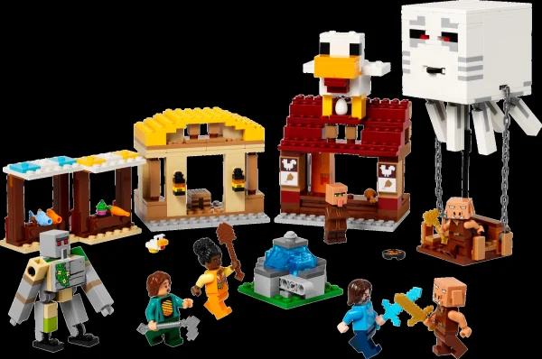 Конструктор LEGO Minecraft Напад на село з повітряною кулею Ґаст 555 деталей Пластик Різнобарвний