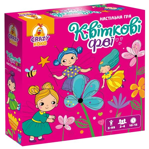 Настільна гра Квіткові феї 4 феї 2 кубики картон пластик для 2-4 гравців від 5 років українська