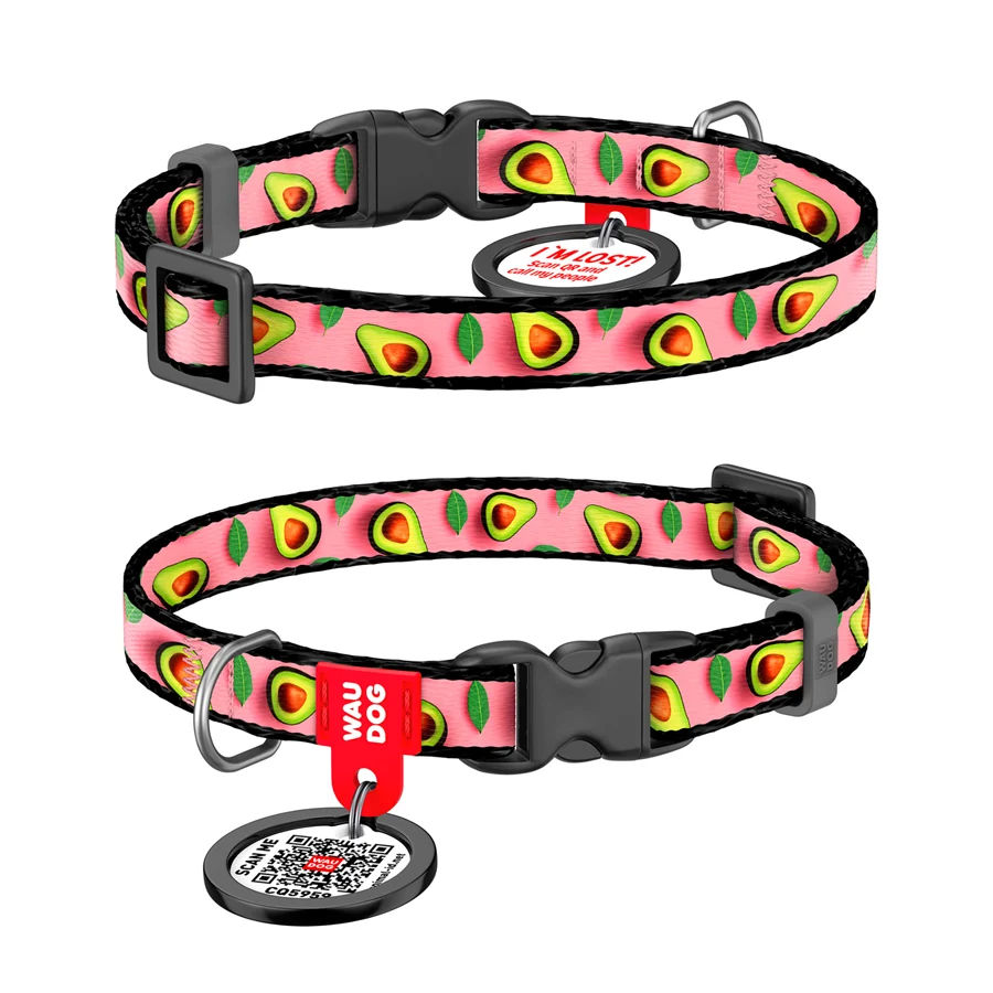 Нашийник WAUDOG Nylon XS 20-30 см нейлоновий рожевий з QR паспортом