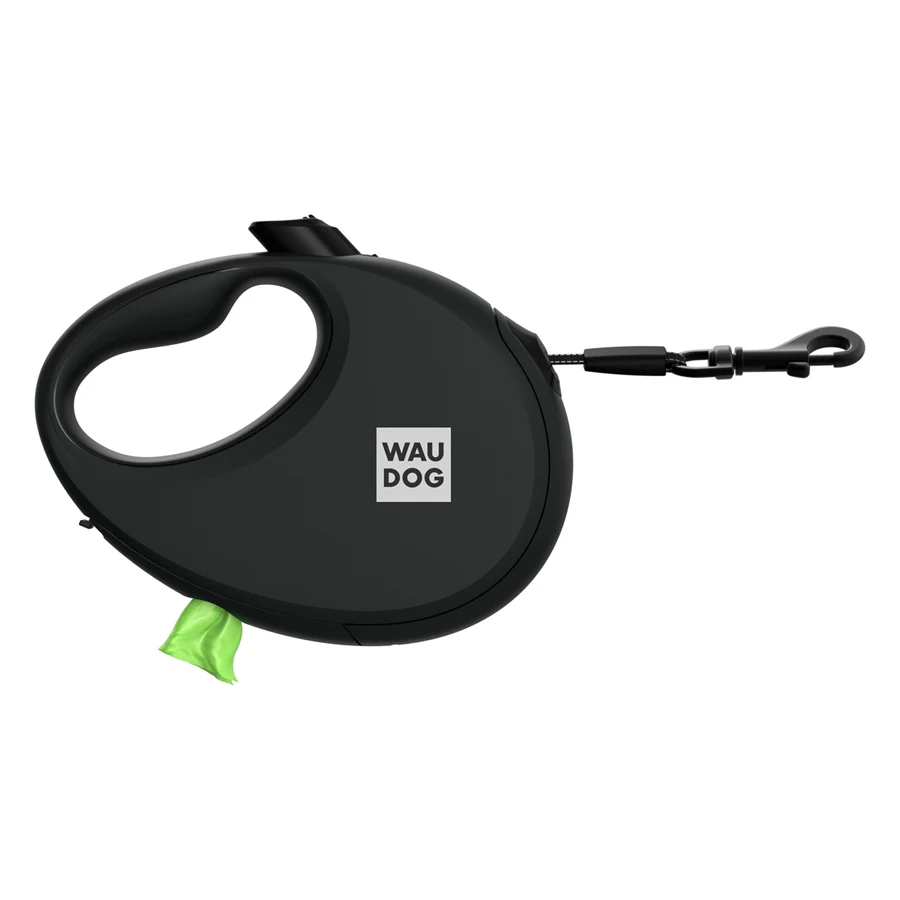 Повідець-рулетка WAUDOG R-leash М 5 м пластик чорний до 20 кг