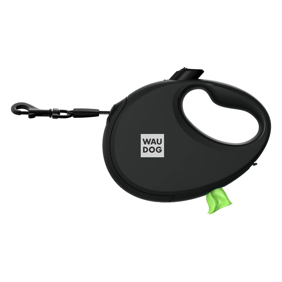 Повідець-рулетка WAUDOG R-leash М 5 м пластик чорний до 20 кг