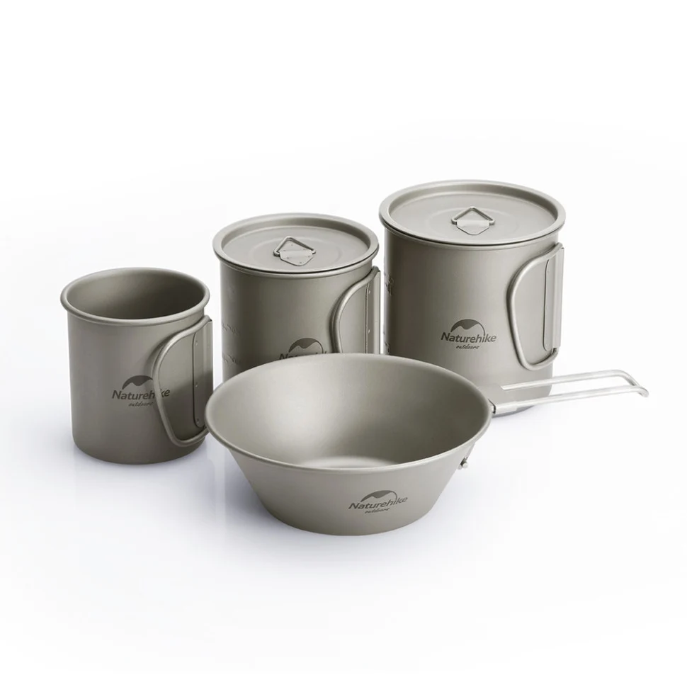 Миска титановая Naturehike NH20CJ004 300 мл складная ручка 4,5х12,6 см титан
