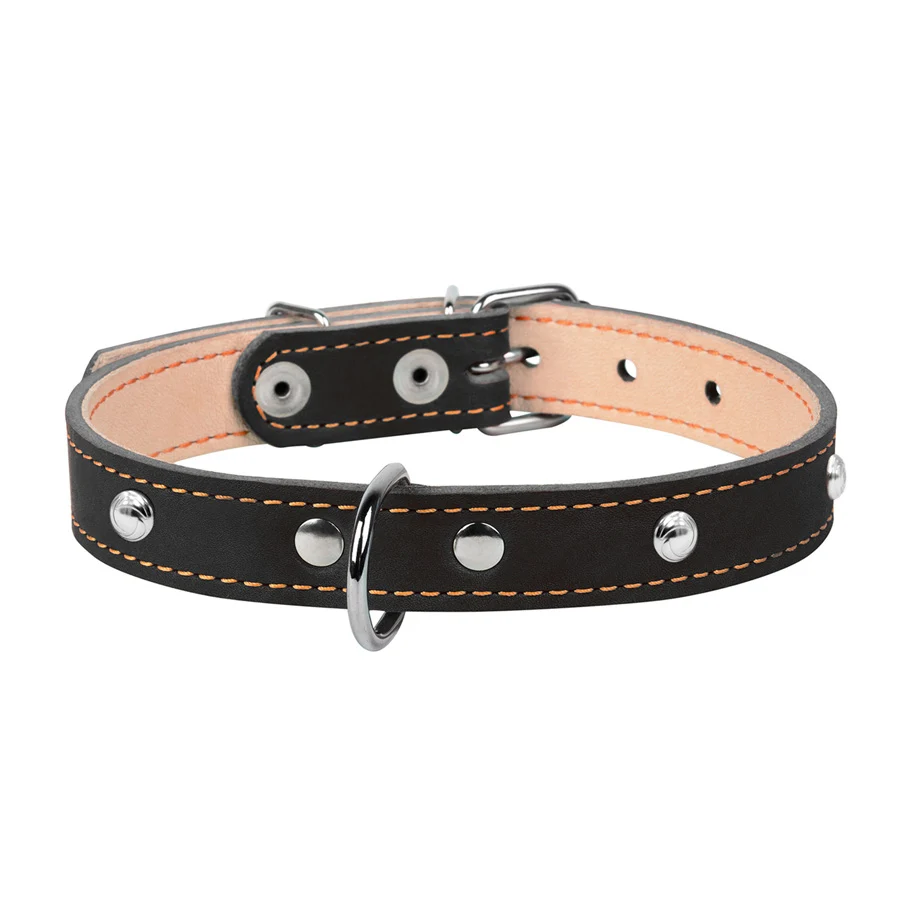 Нашийник CoLLaR подвійний 14мм x 27-35см натуральні матеріали чорний