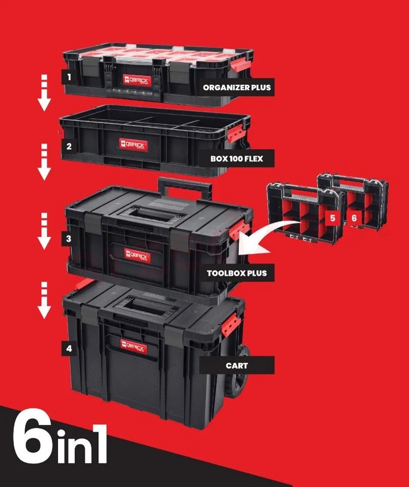 Набір ящиків для інструментів Qbrick PROMO SET I 6в1 пластикова мобільна майстерня