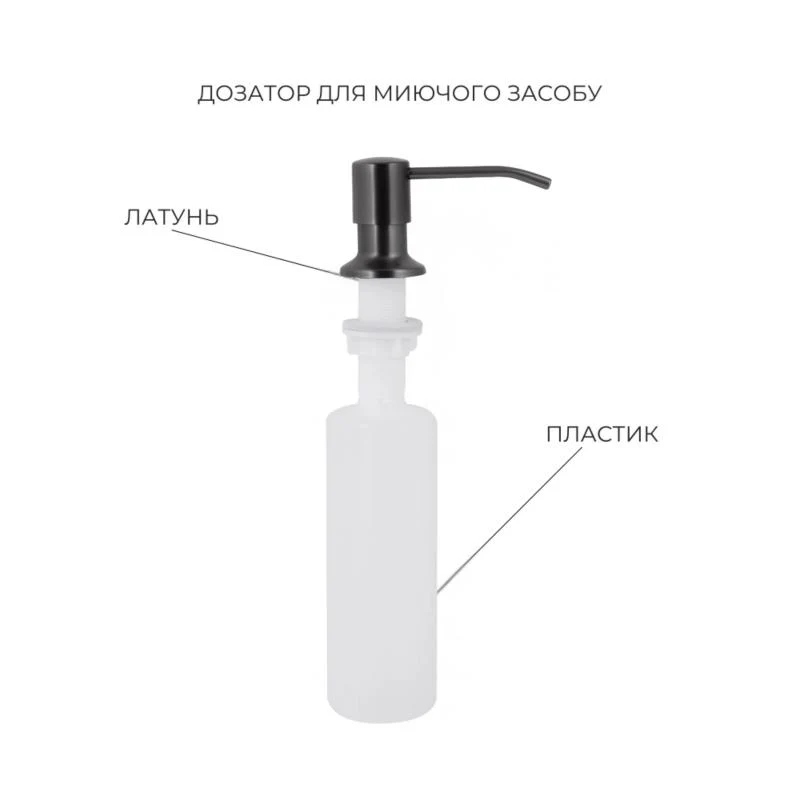 Мийка урізна Lidz H7545B 3,0/1,0 мм чорна + змішувач Aria з гнучким виливом чорний