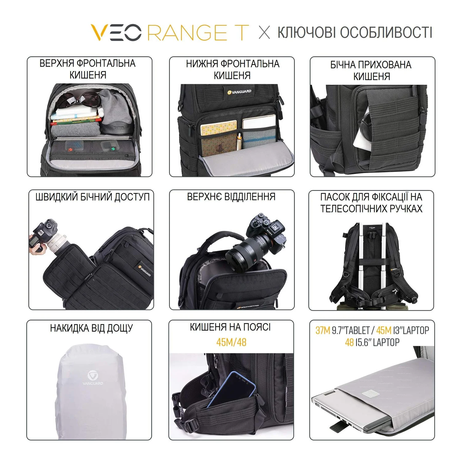 Рюкзак Vanguard VEO Range T 48 27 л 600D Поліестер Бежевий
