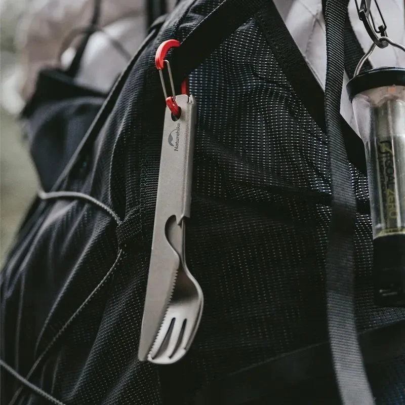 Набір столових приладів Naturehike CNH22CJ017 3 в 1 титан 18х7,5 см сірий