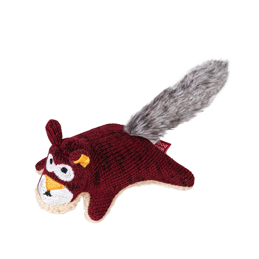Іграшка для собак WAUDOG Fun Plush Білка трикотаж 4x9 см біла з пискавкою