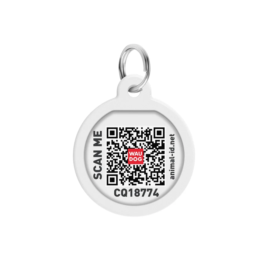 Адресник для собак та котів WAUDOG Smart ID з QR паспортом металічний Д 25 мм малюнок "Коргі"