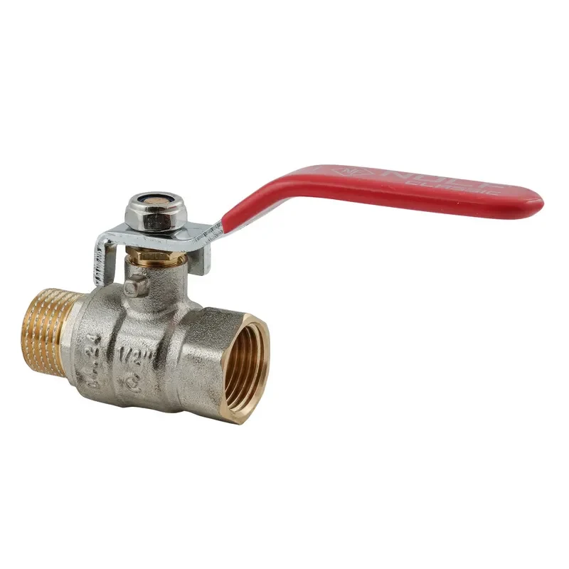 Кран кульовий NFC.621-06-1/2" латунь 1/2" червоний ручка важіль