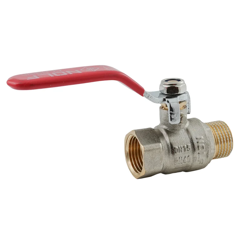 Кран кульовий NFC.621-06-1/2" латунь 1/2" червоний ручка важіль