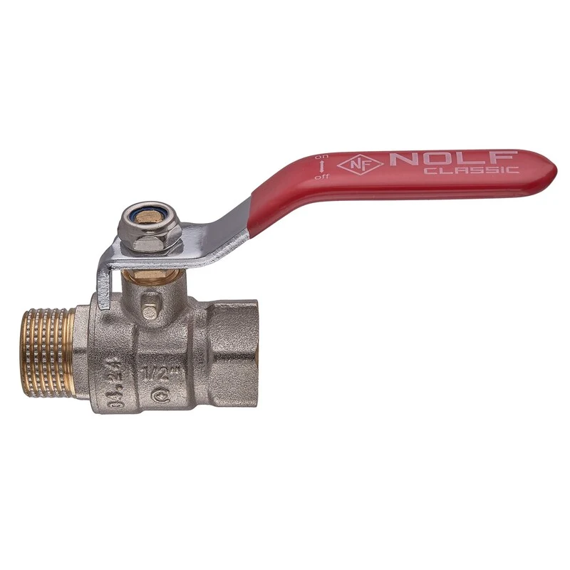 Кран кульовий NFC.621-06-1/2" латунь 1/2" червоний ручка важіль