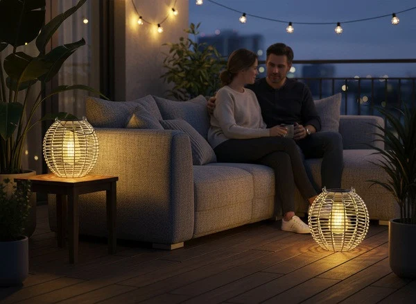 Фонарь садовий LED 6051 20 см пластиковий білий на сонячній батареї