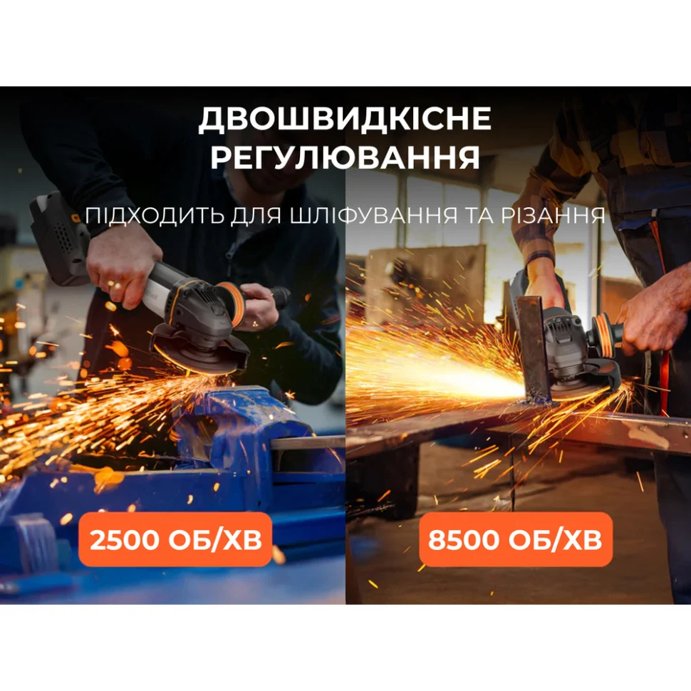 Акумуляторна кутова шліфмашина Litheli U20 20 В 125 мм безщіткова 1,4 кг