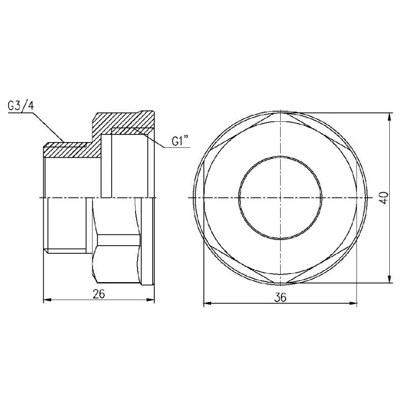 Перехід Thermo Alliance Forte 1"x3/4" ВЗ Нікельована латунь