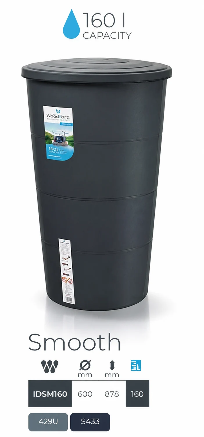Резервуар для дощової води 160 л HDPE антрацитовий 600x600x878 мм