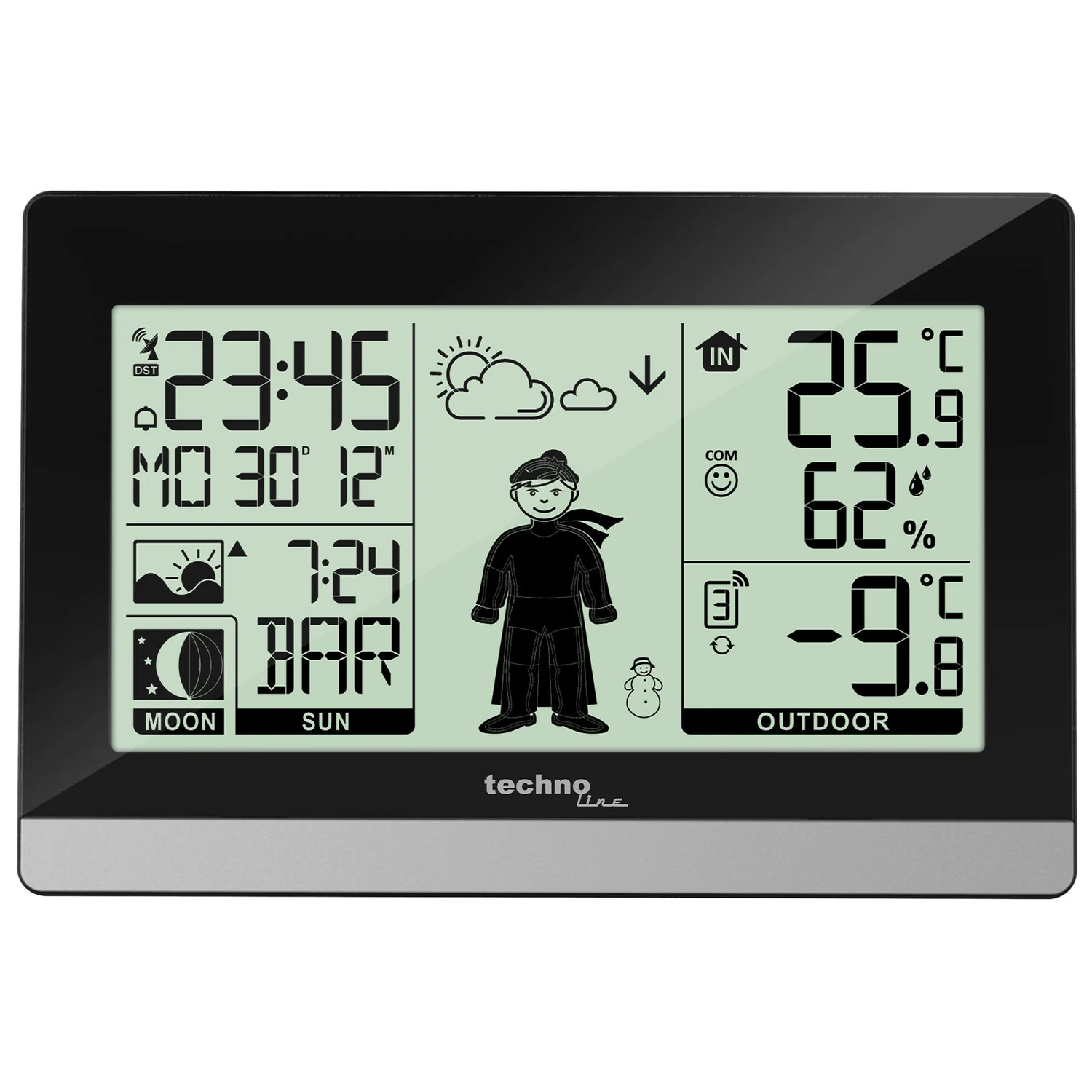 Метеостанція Technoline WS9612 електронна чорна з будильником 12,5х13,8х2,8 см пластикова