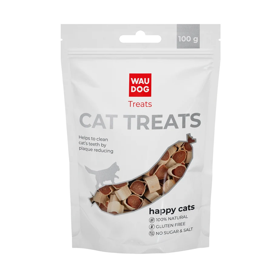 Ласощі для котів WAUCAT Treats Маленькі суші з лососем 100 г 59% лосось 30% рибна паста