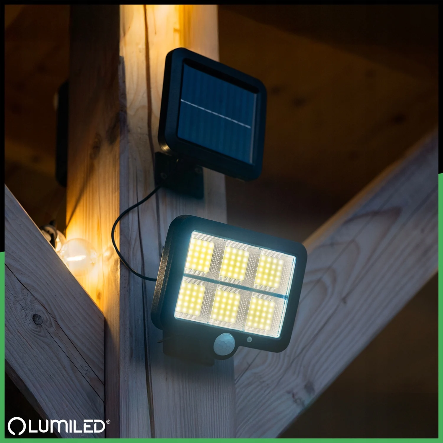 Сонячний LED-прожектор Lumiled DECRO 5 Вт 800 лм з датчиком руху IP65 пластик чорний
