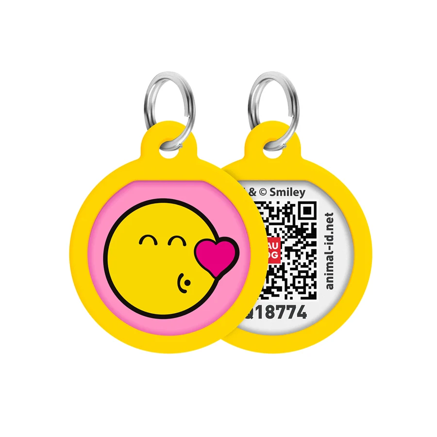 Адресник WAUDOG Smart ID з QR паспортом стальний Д 25 мм рожевий