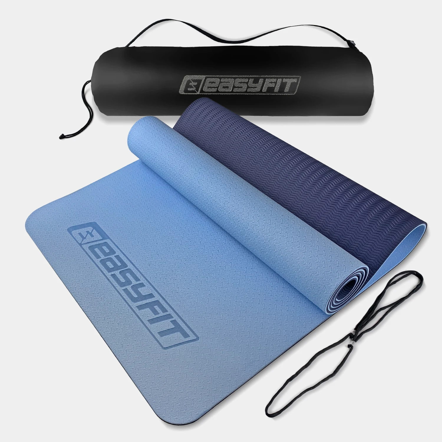 Коврик для йоги EasyFit TPE+TC 6 мм 183х61 см блакитно-синій