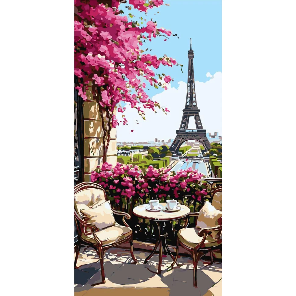 Картина по номерах Утро в Париже 40х80 см Полотно 24 кольори