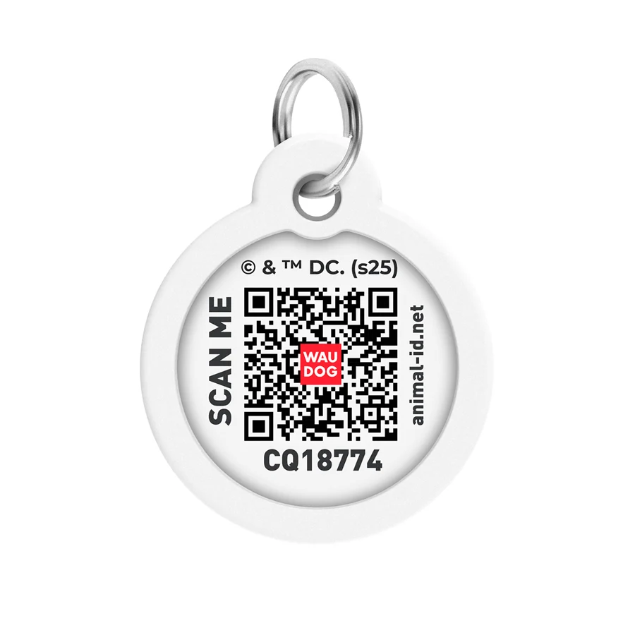 Адресник WAUDOG Smart ID з QR паспортом металевий сталь Д 30 мм коло Бетмен