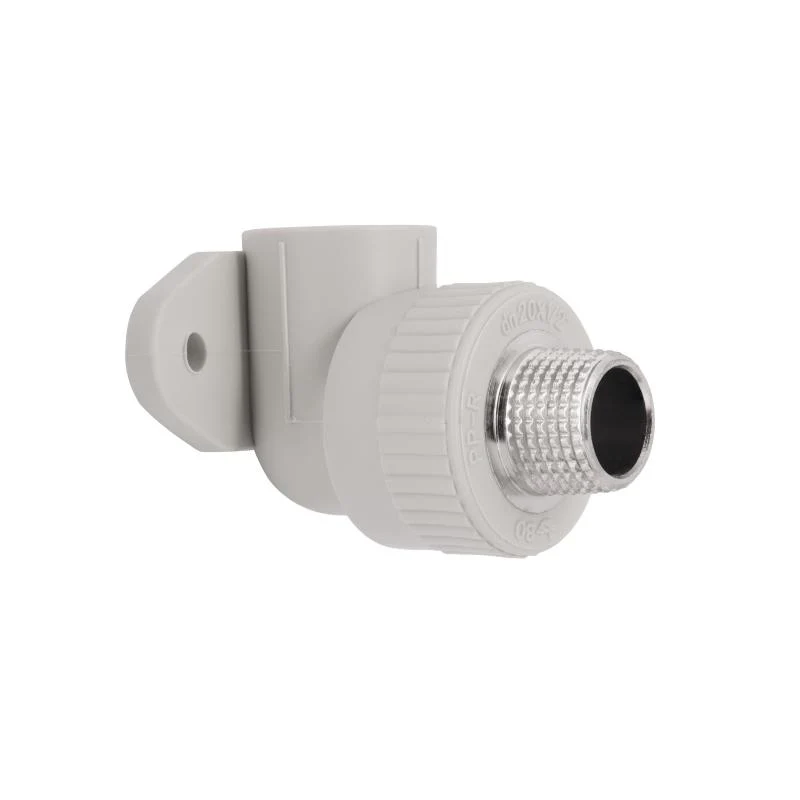 Кутник PPR 20х1/2" 90° ЗР сірий поліпропілен з кріпленням
