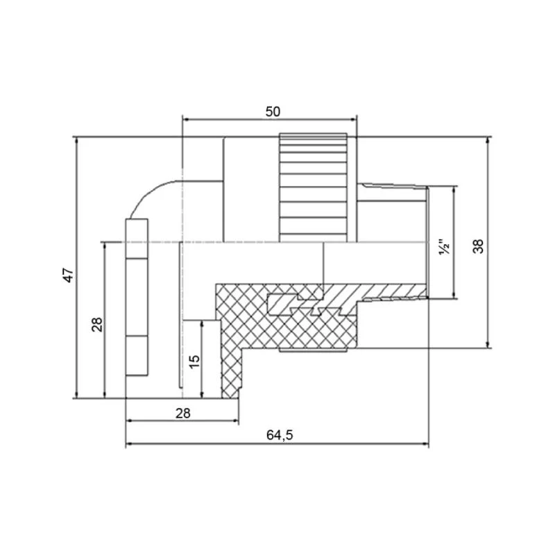 Кутник PPR 20х1/2" 90° ЗР сірий поліпропілен з кріпленням
