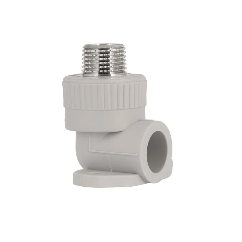 Кутник PPR 20х1/2" 90° ЗР сірий поліпропілен з кріпленням