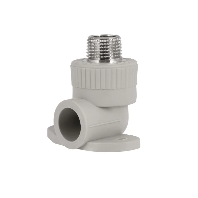Кутник PPR 20х1/2" 90° ЗР сірий поліпропілен з кріпленням